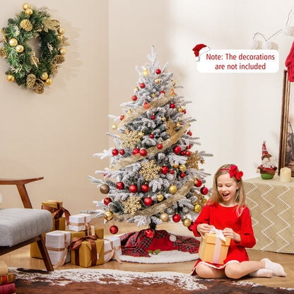 4.5 ft Flocked Christmas Tree, 8 Lighting Modes, Multi-Color LED Lights, Green Christmas Tree at Gallery Canada