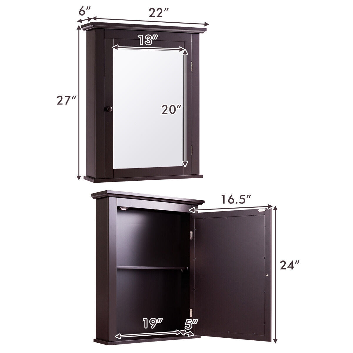 Wall Mounted Medicine Cabinet, Brown Wall Cabinets at Gallery Canada