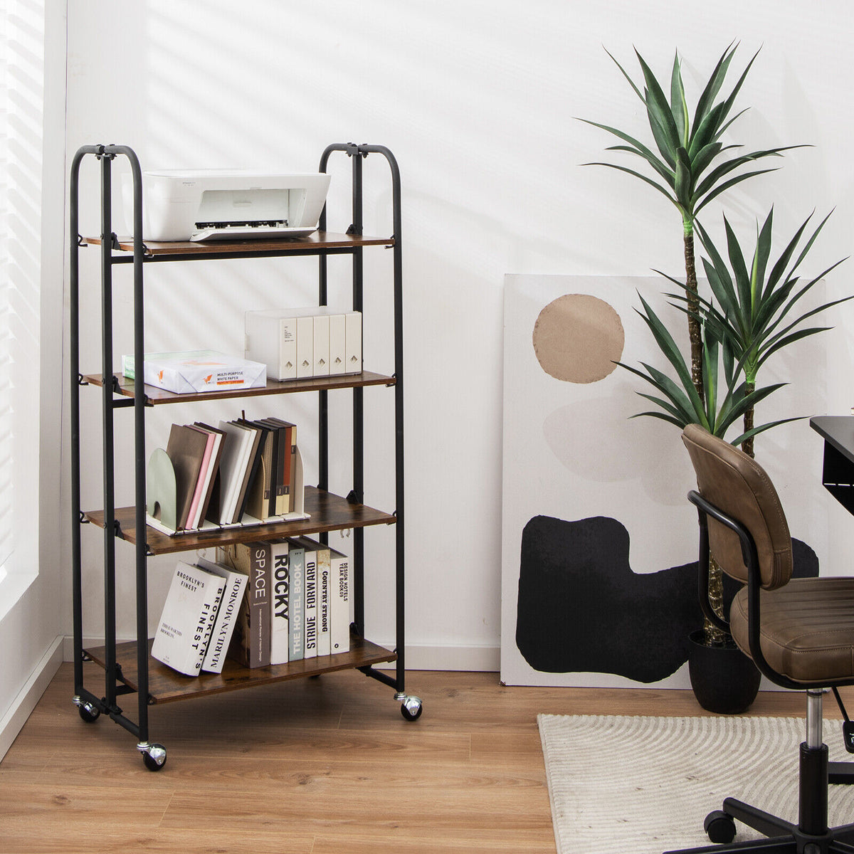 Foldable Rolling Cart, 4-Tier Storage Shelves For Kitchen Kitchen Islands & Carts at Gallery Canada