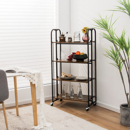 Foldable Rolling Cart, 4-Tier Storage Shelves For Kitchen Kitchen Islands & Carts at Gallery Canada