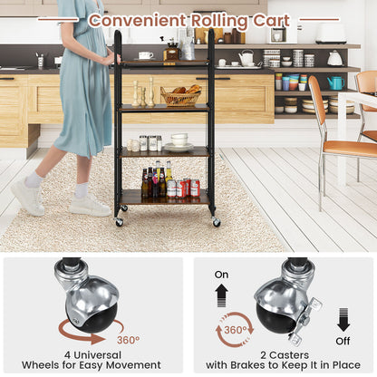 Foldable Rolling Cart, 4-Tier Storage Shelves For Kitchen Kitchen Islands & Carts at Gallery Canada