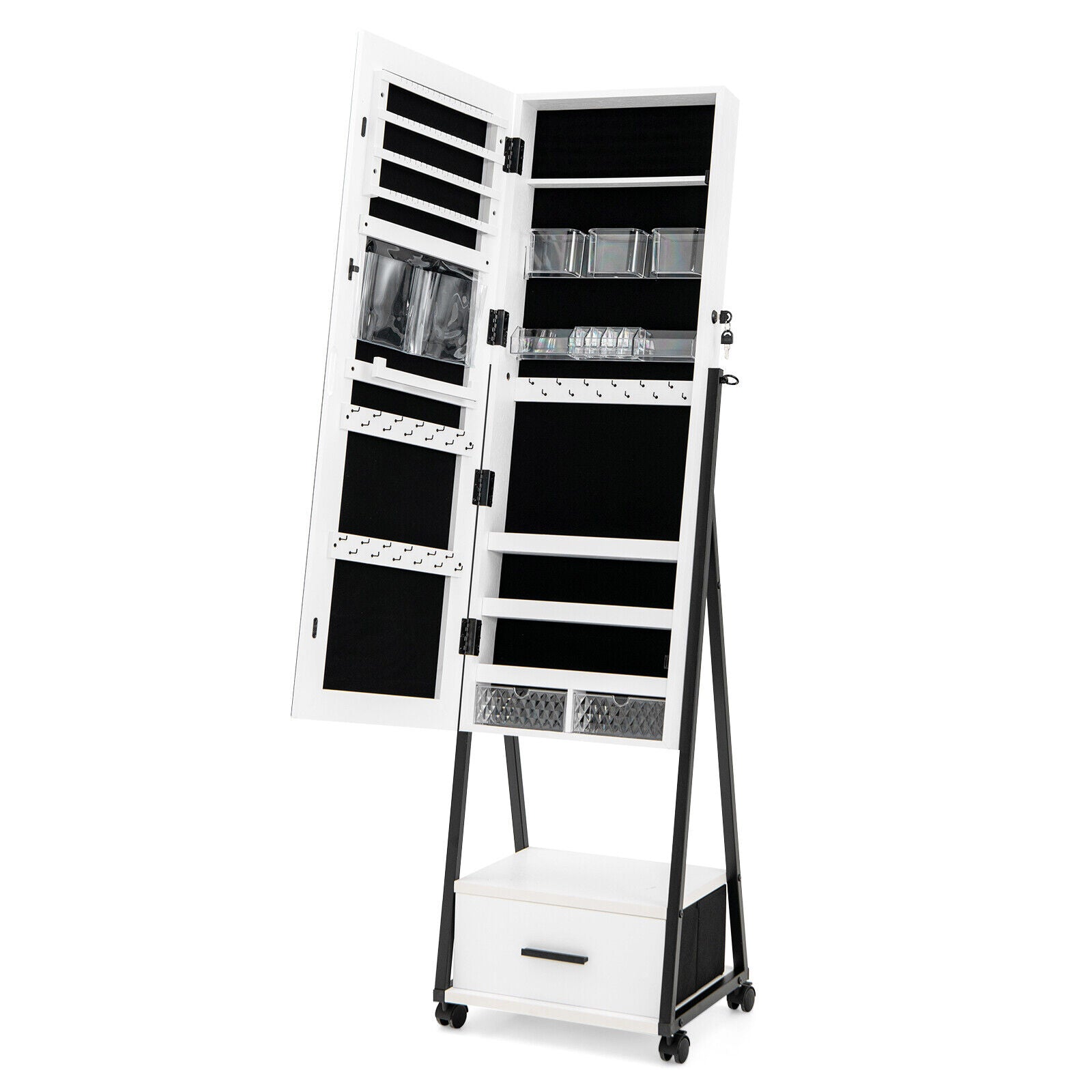 Jewelry Cabinet With Full-Length Mirror, White Jewelry Armoires at Gallery Canada