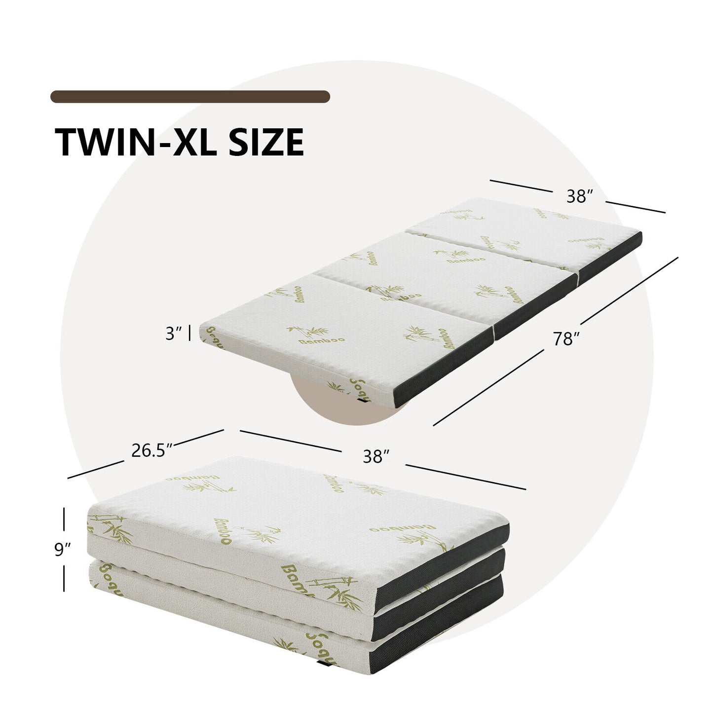 3 Inch Tri-Fold Memory Foam Mattress Topper, Portable With Bag, Small Mattresses at Gallery Canada