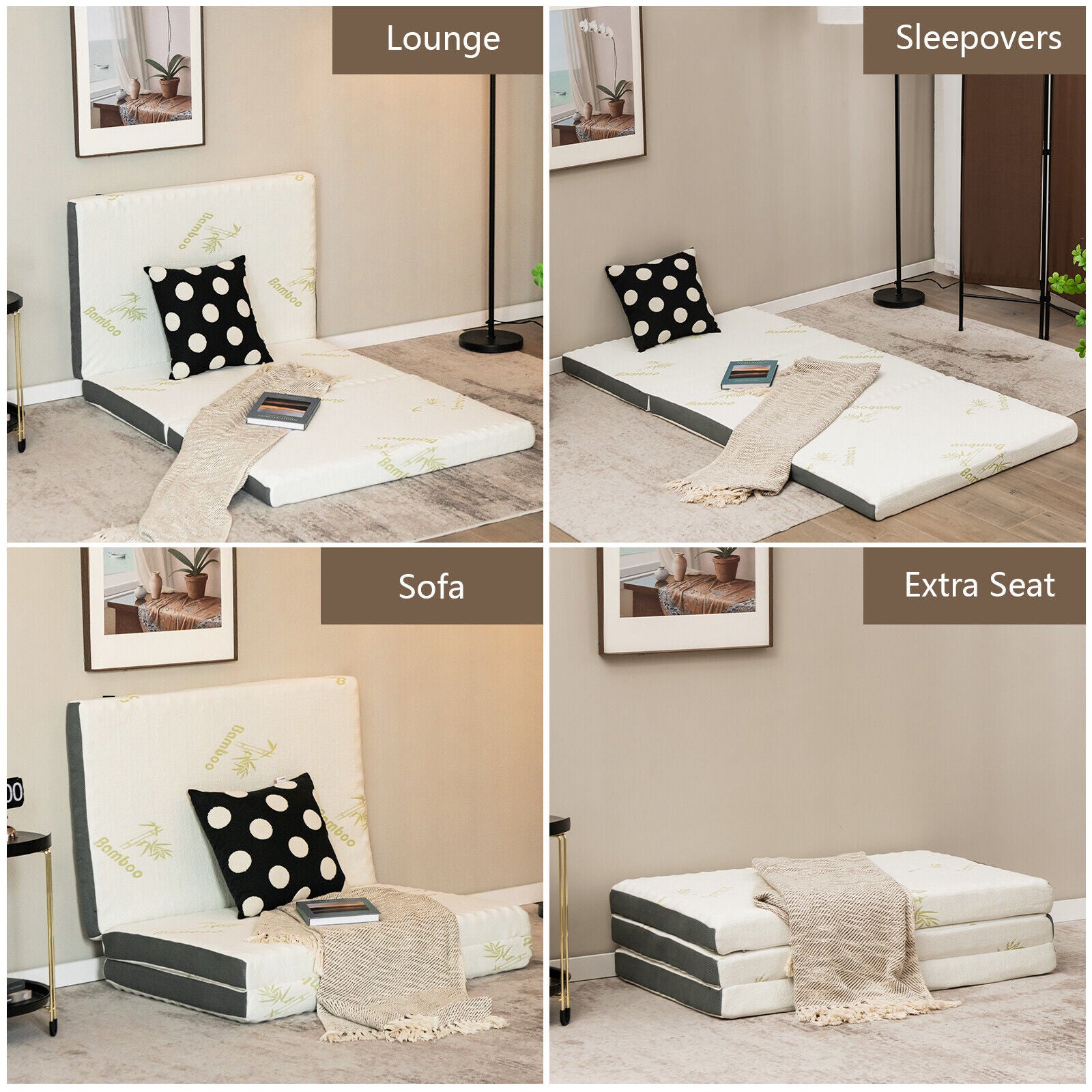 3 Inch Tri-Fold Memory Foam Mattress Topper, Portable With Bag, Small Mattresses at Gallery Canada