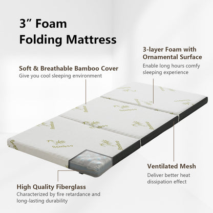 3 Inch Tri-Fold Memory Foam Mattress Topper, Portable With Bag, Small Mattresses at Gallery Canada