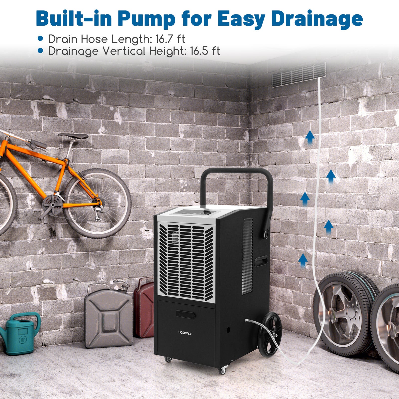 Commercial Dehumidifier, 140 Pints, With Pump And Drain Hose, White Dehumidifiers at Gallery Canada