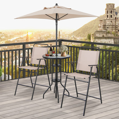 4 Piece Outdoor Bar Set With Umbrella, Beige Patio Bar Furniture at Gallery Canada