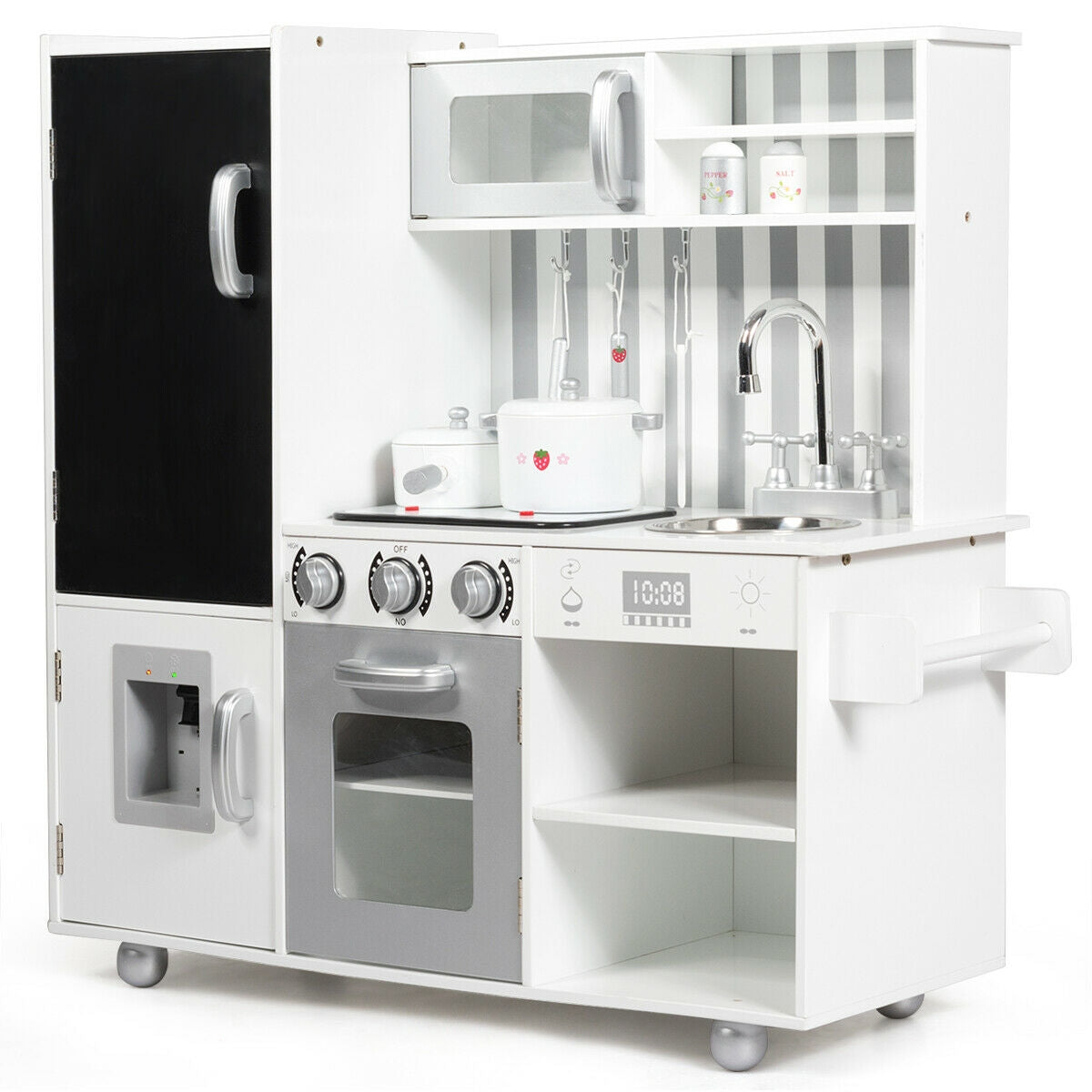 Wooden Pretend Play Kitchen Set With Simulated Sound, White Play Kitchen Sets at Gallery Canada