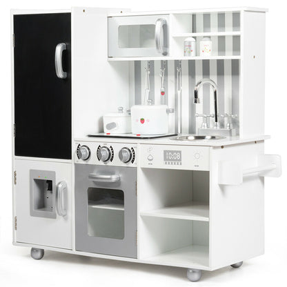 Wooden Pretend Play Kitchen Set With Simulated Sound, White Play Kitchen Sets at Gallery Canada