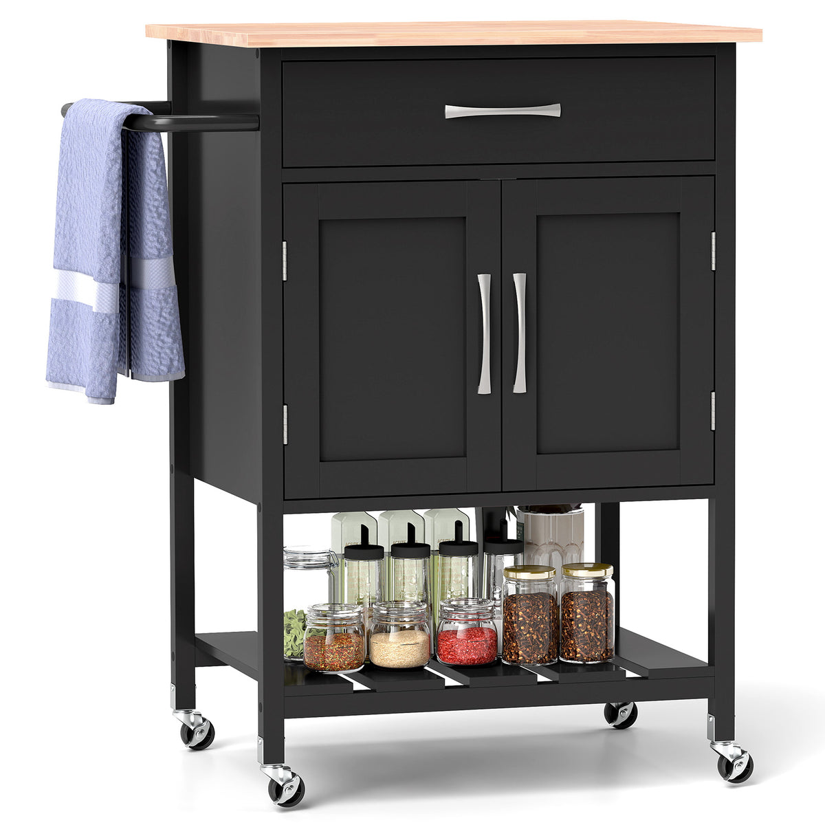 Rolling Kitchen Island Cart With Drawer, Towel Rack, Black Kitchen Islands & Carts at Gallery Canada