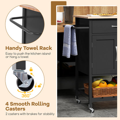 Rolling Kitchen Island Cart With Drawer, Towel Rack, Black Kitchen Islands & Carts at Gallery Canada