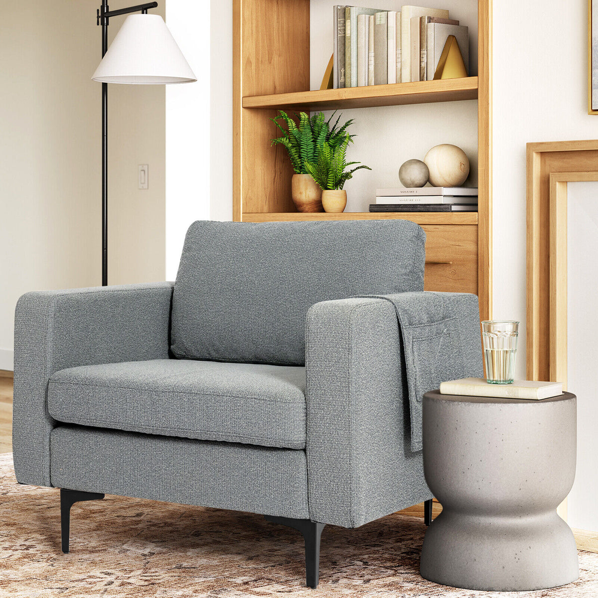 Convertible Sectional Sofa, 1-Seat, With Reversible Ottoman, Gray Accent Chairs at Gallery Canada