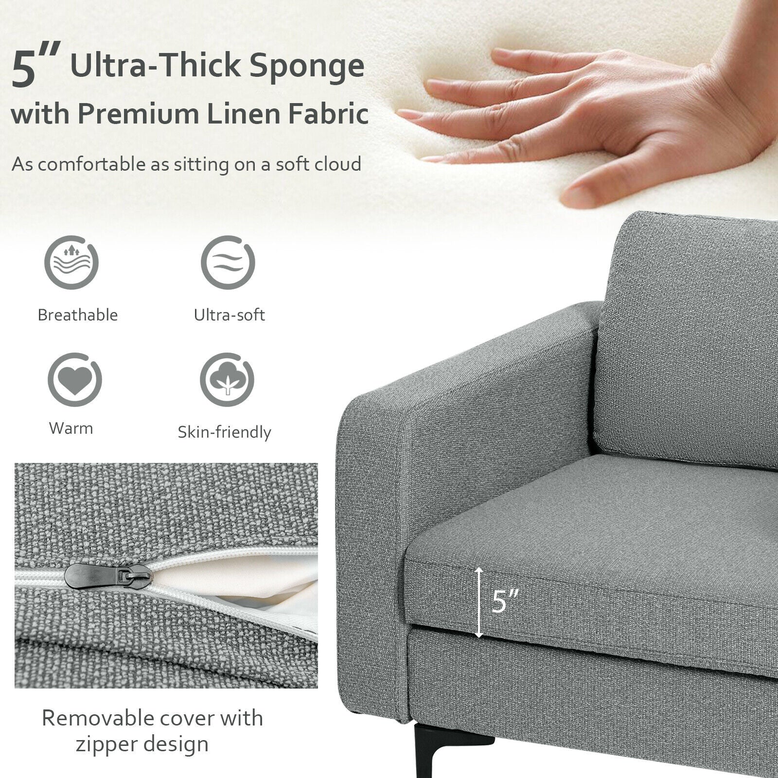 Convertible Sectional Sofa, 1-Seat, With Reversible Ottoman, Gray Accent Chairs at Gallery Canada