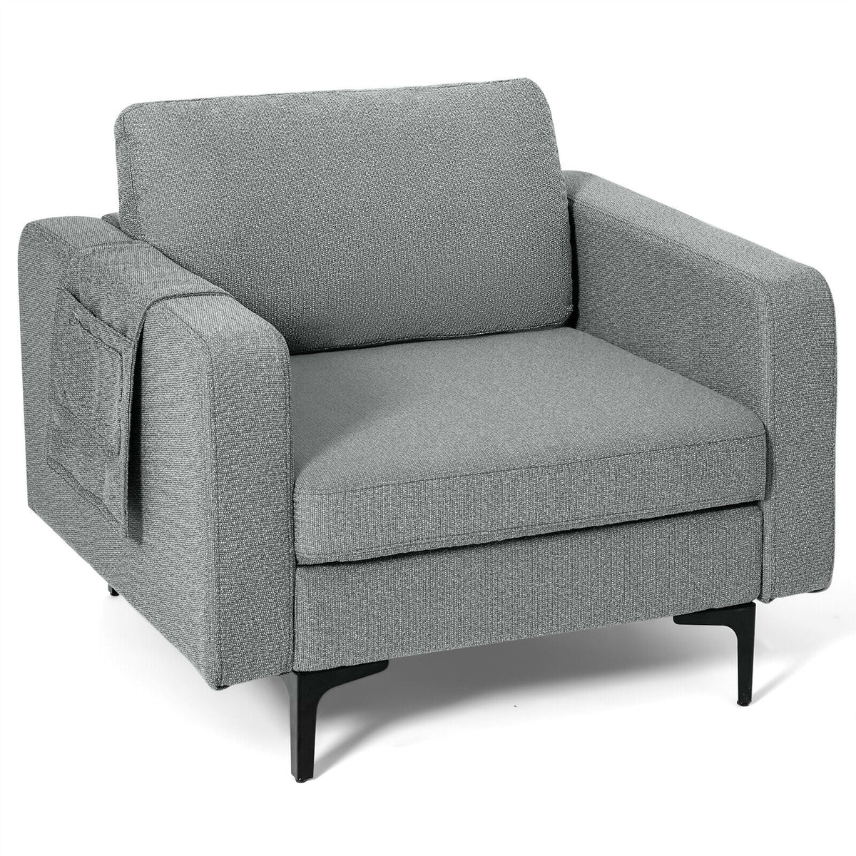 Convertible Sectional Sofa, 1-Seat, With Reversible Ottoman, Gray Accent Chairs Gray at Gallery Canada