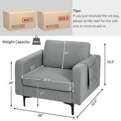 Convertible Sectional Sofa, 1-Seat, With Reversible Ottoman, Gray Accent Chairs at Gallery Canada
