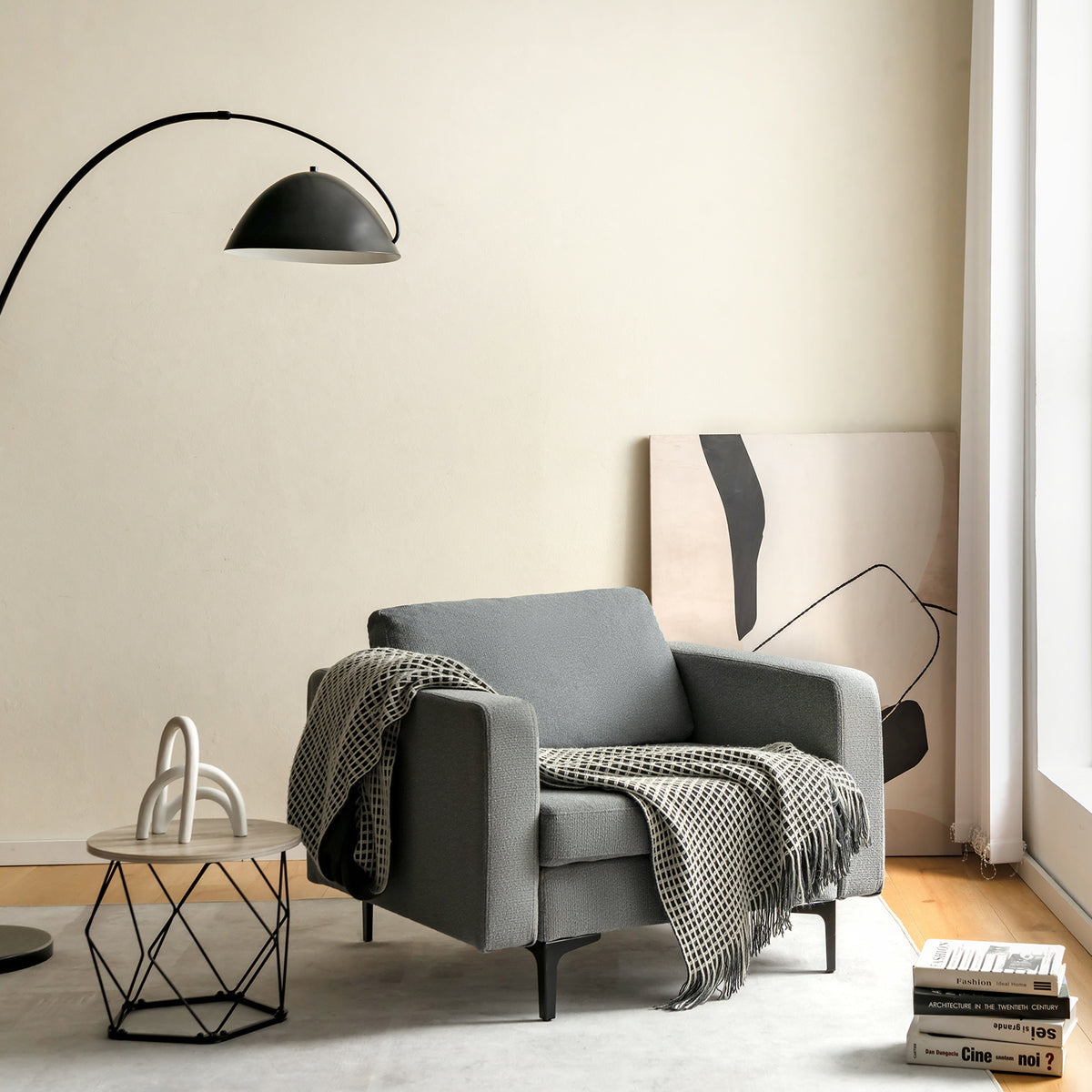 Convertible Sectional Sofa, 1-Seat, With Reversible Ottoman, Gray Accent Chairs at Gallery Canada