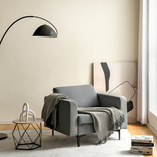 Convertible Sectional Sofa, 1-Seat, With Reversible Ottoman, Gray