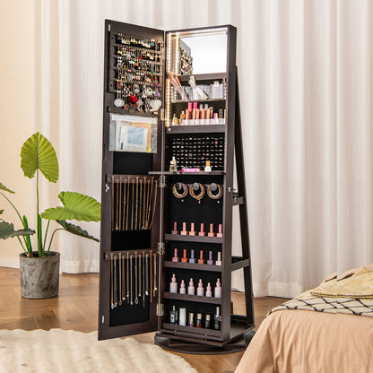360° Rotating Mirrored Jewelry Cabinet, Espresso