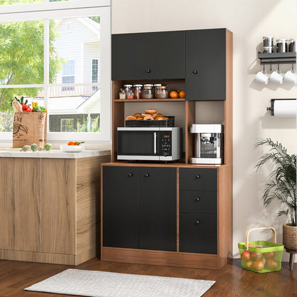 71 Inch Kitchen Pantry, 3 Storage Cabinet, 3 Deep Drawers, Walnut Sideboards Cabinets & Buffets at Gallery Canada