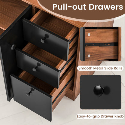 71 Inch Kitchen Pantry, 3 Storage Cabinet, 3 Deep Drawers, Walnut Sideboards Cabinets & Buffets at Gallery Canada