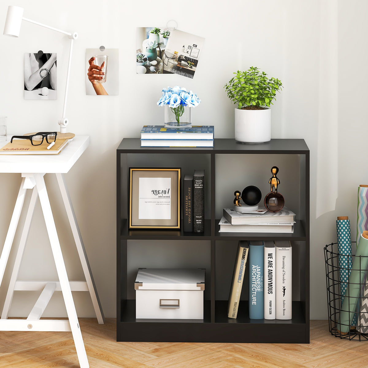 4-Cube Kids Bookcase, Open Shelves, Black Bookcases at Gallery Canada