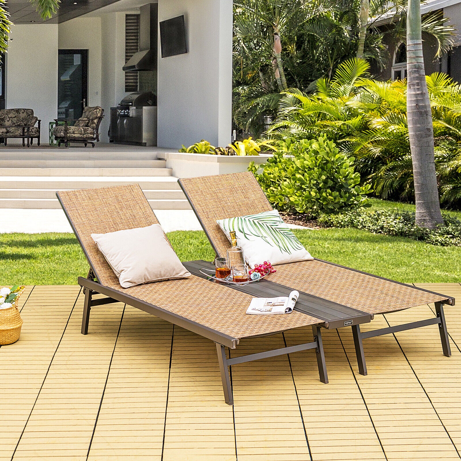 2-Person Patio Chaise Lounge, Brown Outdoor Chaise Lounges at Gallery Canada