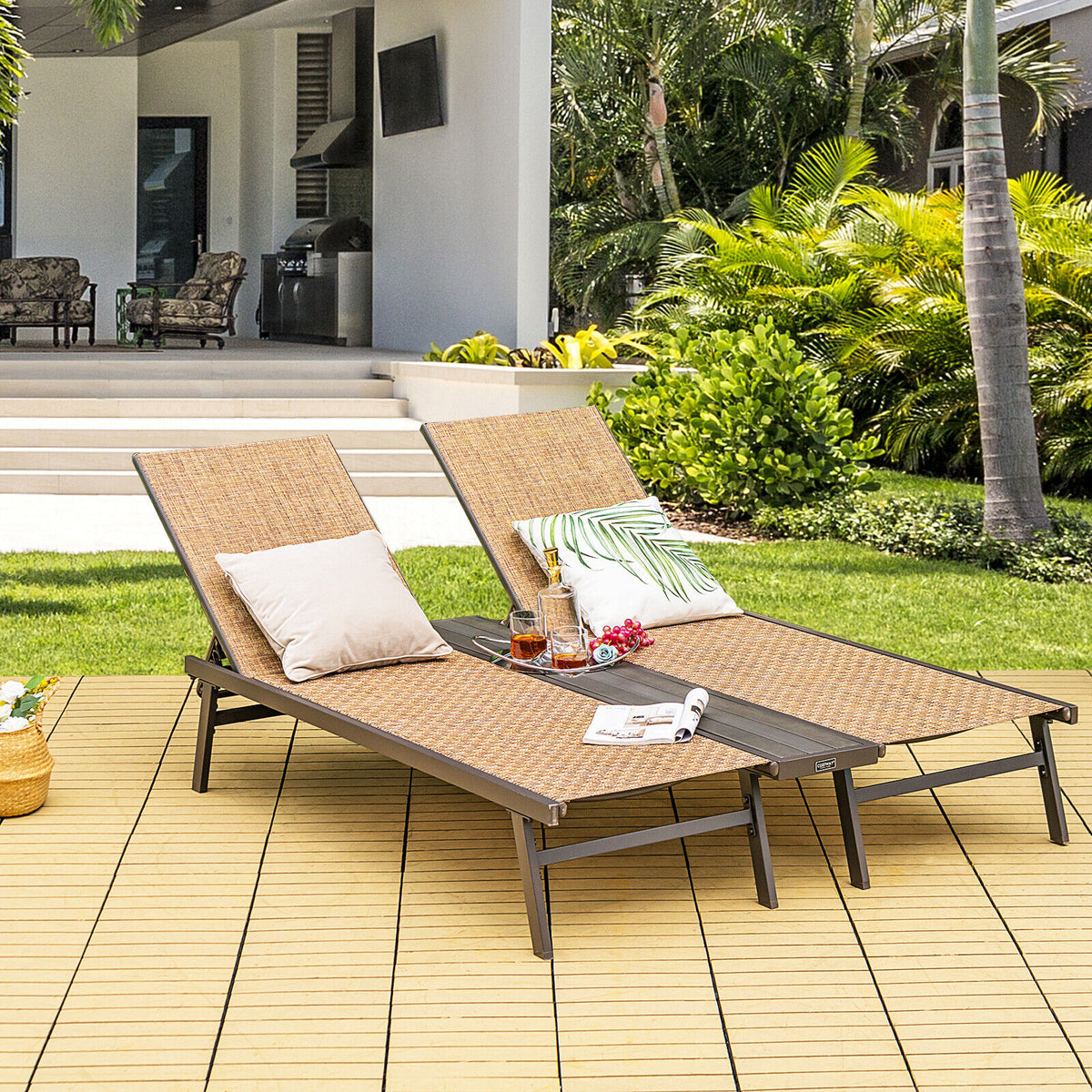 2-Person Patio Chaise Lounge, Brown Outdoor Chaise Lounges at Gallery Canada