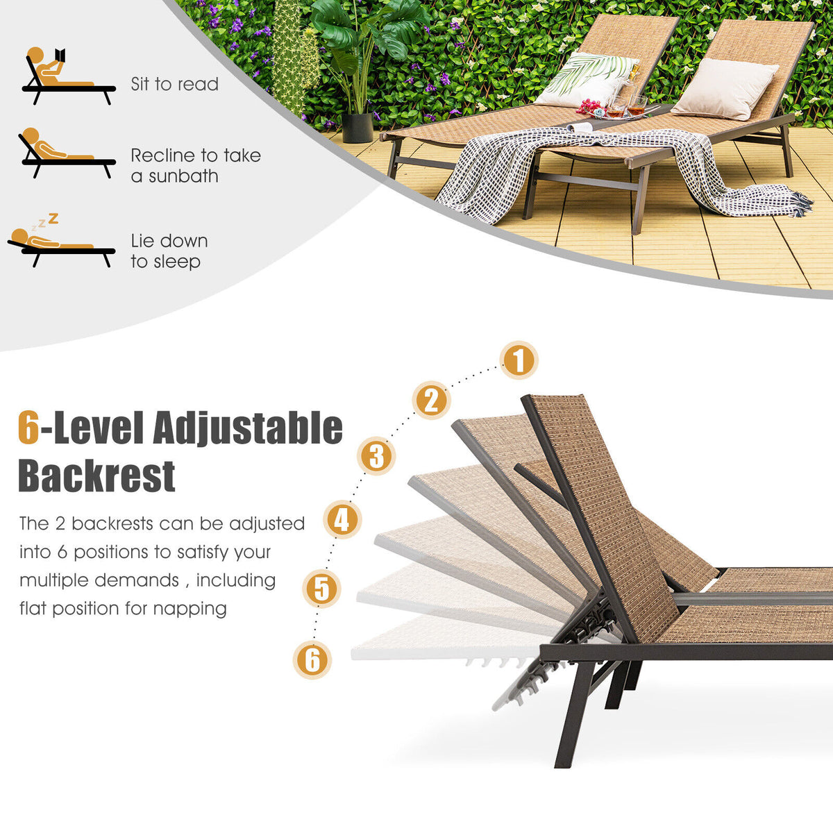 2-Person Patio Chaise Lounge, Brown Outdoor Chaise Lounges at Gallery Canada