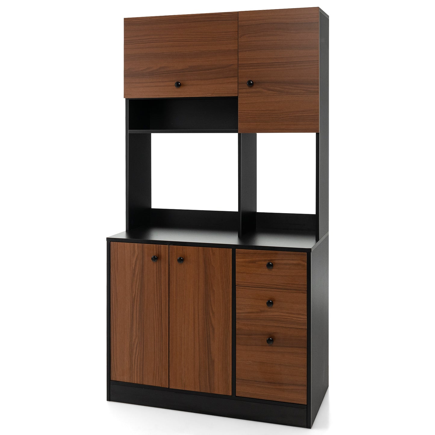 71 Inch Kitchen Pantry, 3 Cabinet 3 Drawer Storage, Black Sideboards Cabinets & Buffets at Gallery Canada