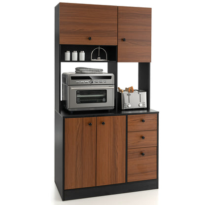 71 Inch Kitchen Pantry, 3 Cabinet 3 Drawer Storage, Black Sideboards Cabinets & Buffets at Gallery Canada