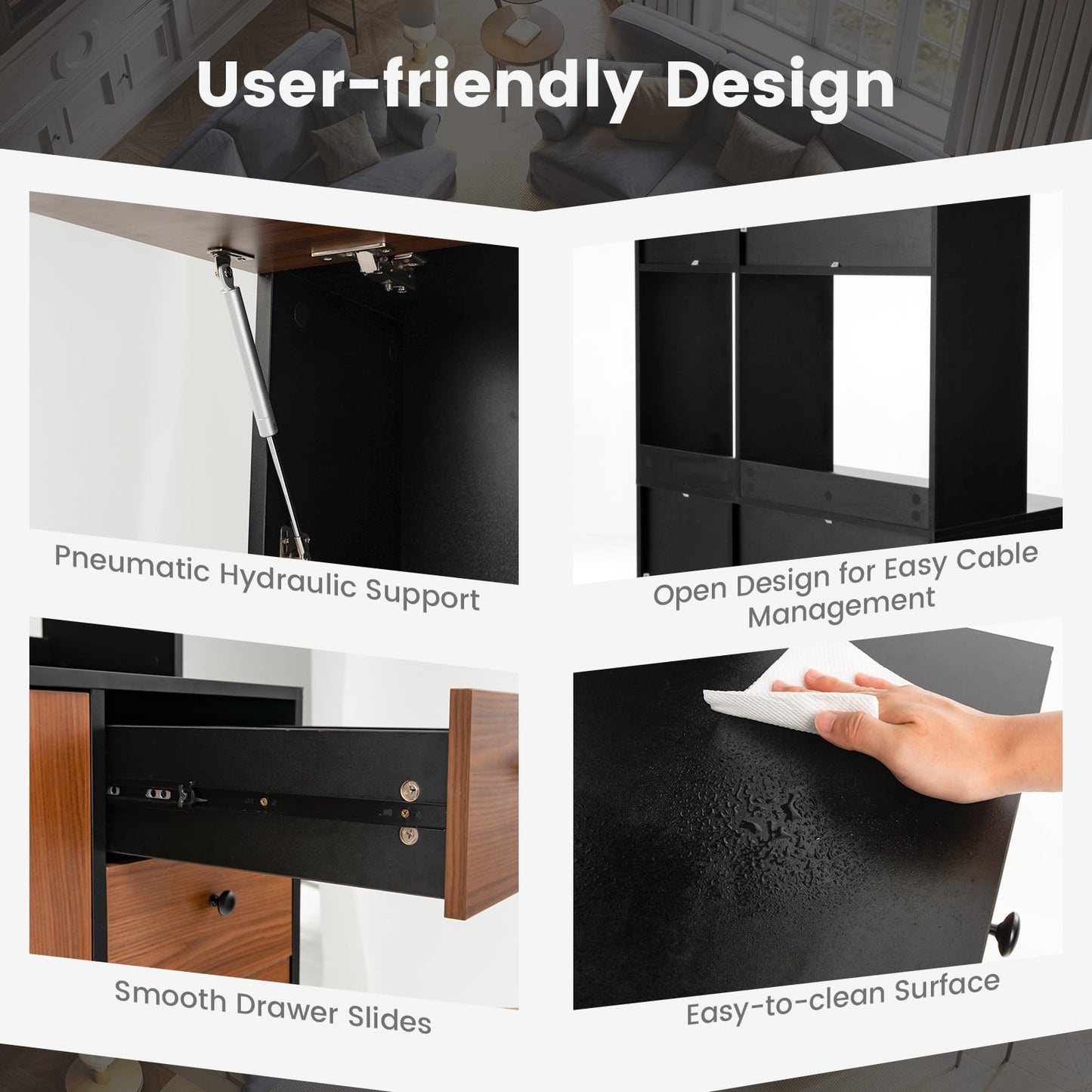 71 Inch Kitchen Pantry, 3 Cabinet 3 Drawer Storage, Black Sideboards Cabinets & Buffets at Gallery Canada
