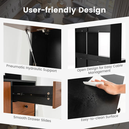 71 Inch Kitchen Pantry, 3 Cabinet 3 Drawer Storage, Black Sideboards Cabinets & Buffets at Gallery Canada
