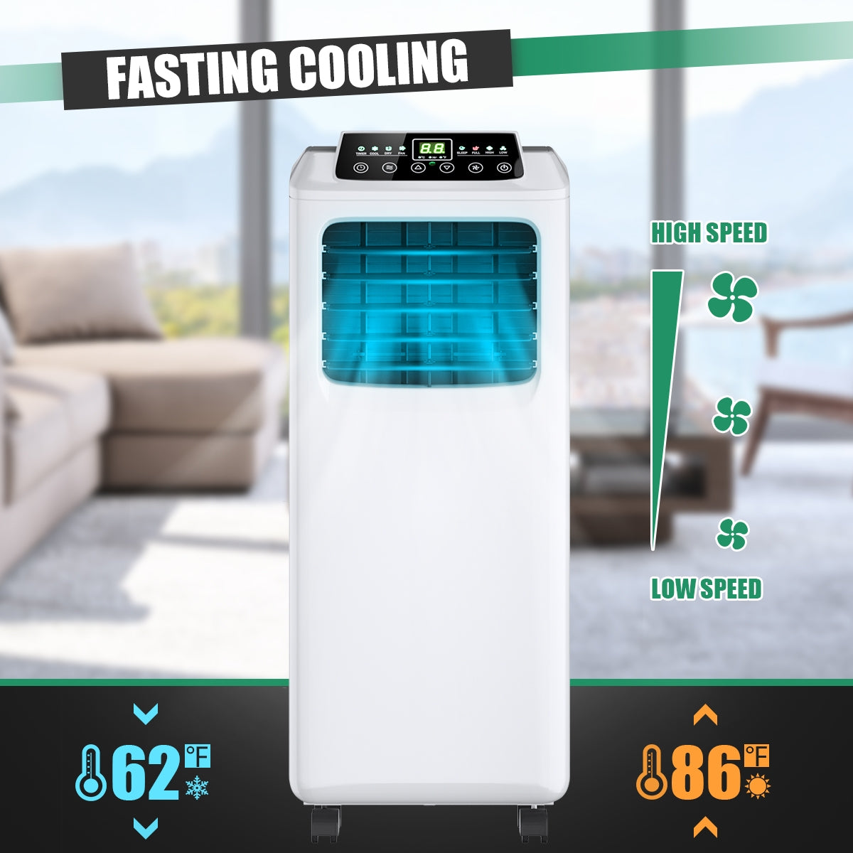 9000 BTU Portable Air Conditioner, Dehumidifier, Remote, Black, White Portable Air Conditioners at Gallery Canada