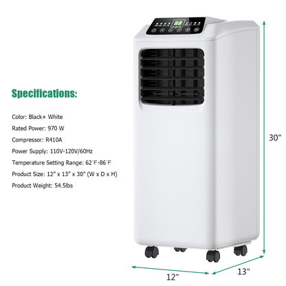 9000 BTU Portable Air Conditioner, Dehumidifier, Remote, Black, White Portable Air Conditioners at Gallery Canada