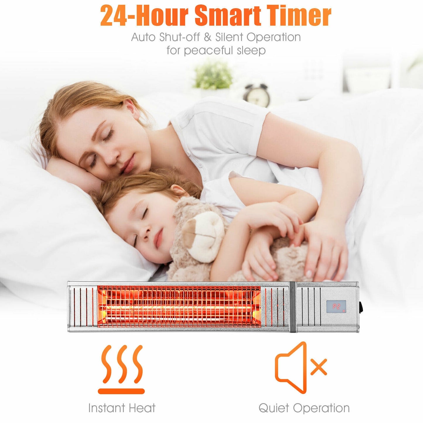 1500W Infrared Patio Heater, With Remote & Timer, Silver Space Heaters at Gallery Canada