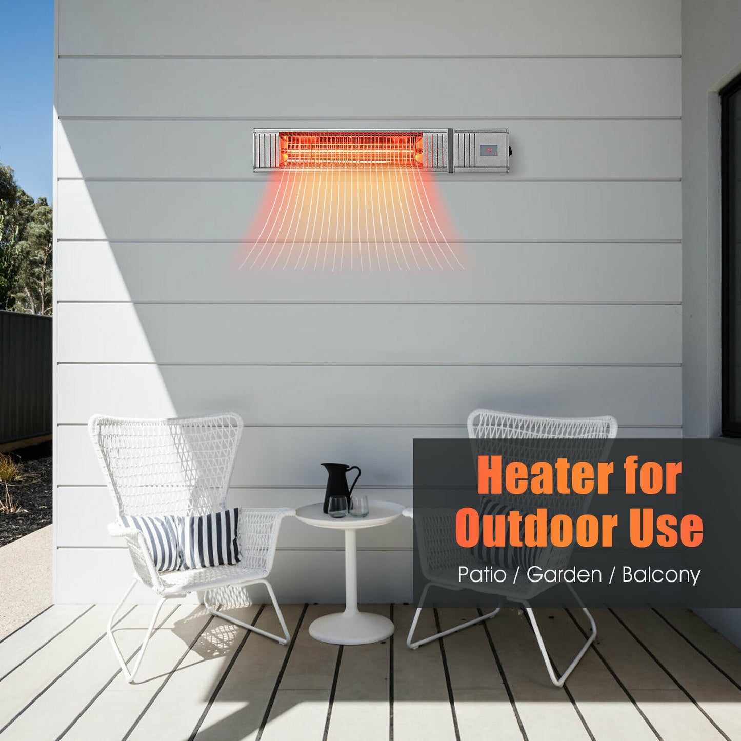 1500W Infrared Patio Heater, With Remote & Timer, Silver Space Heaters at Gallery Canada