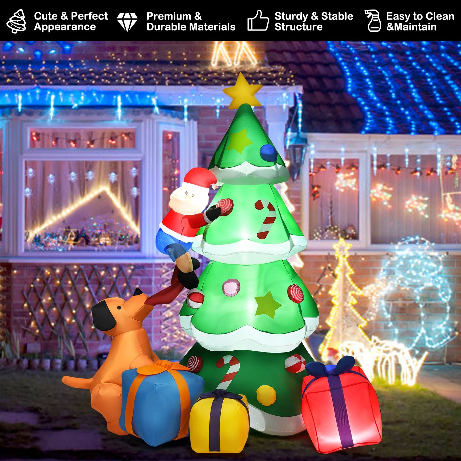 7 Feet Inflatable Christmas Tree, LED Lights, Green Christmas Inflatables at Gallery Canada