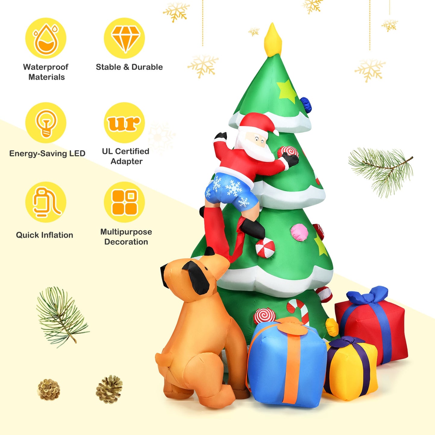 7 Feet Inflatable Christmas Tree, LED Lights, Green Christmas Inflatables at Gallery Canada