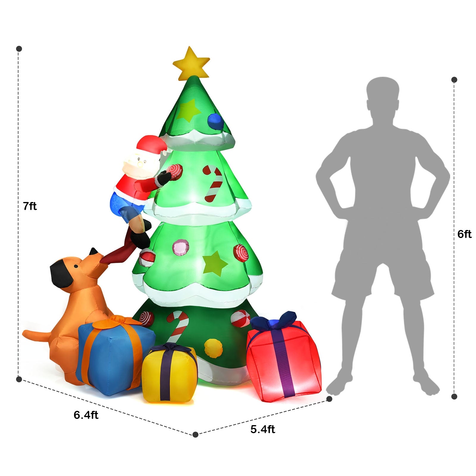 7 Feet Inflatable Christmas Tree, LED Lights, Green Christmas Inflatables at Gallery Canada