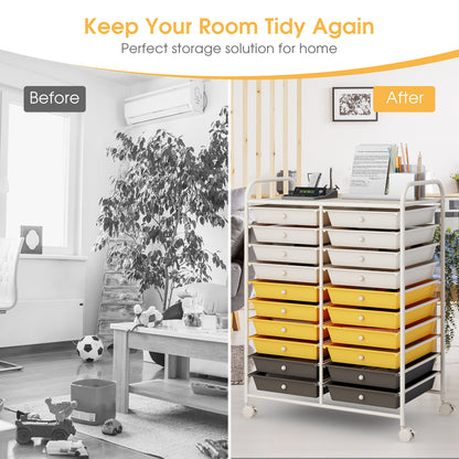 20 Drawers Rolling Cart Studio Organizer, Yellow File Cabinets at Gallery Canada