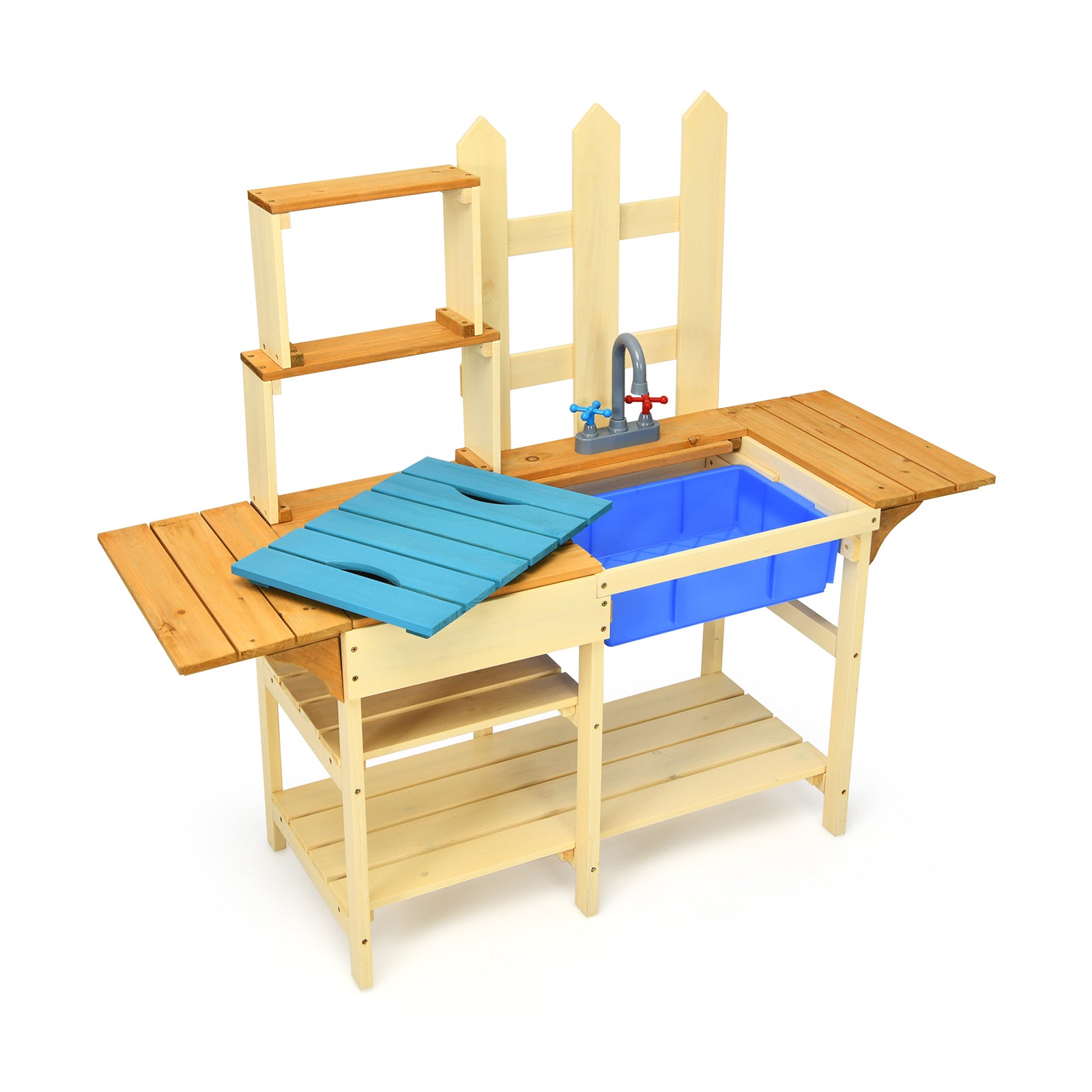 Kids Outdoor Wooden Pretend Cook Kitchen Playset Toy, Natural Play Kitchen Sets at Gallery Canada