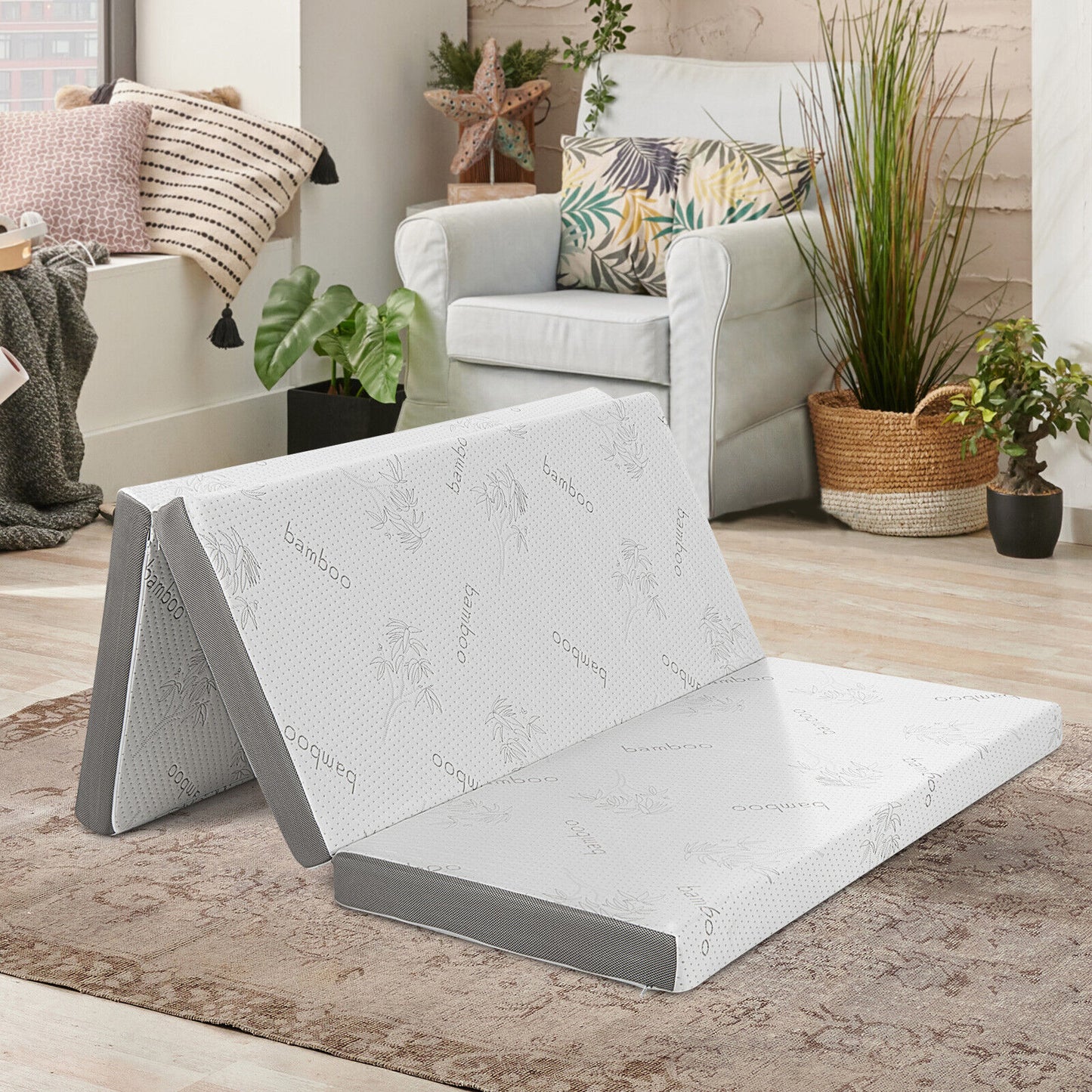 4 Inch Tri-Fold Cooling Gel Memory Foam Mattress, Queen Size Mattresses at Gallery Canada