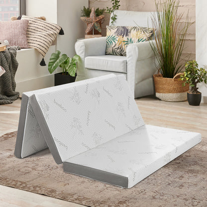 4 Inch Tri-Fold Cooling Gel Memory Foam Mattress, Queen Size Mattresses at Gallery Canada