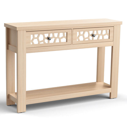2-Tier Console Table with Drawers and Open Storage Shelf, Natural Console Tables at Gallery Canada