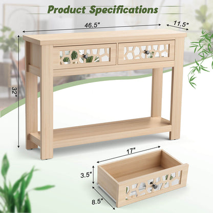 2-Tier Console Table with Drawers and Open Storage Shelf, Natural Console Tables at Gallery Canada