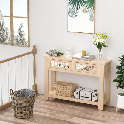 2-Tier Console Table with Drawers and Open Storage Shelf, Natural Console Tables at Gallery Canada