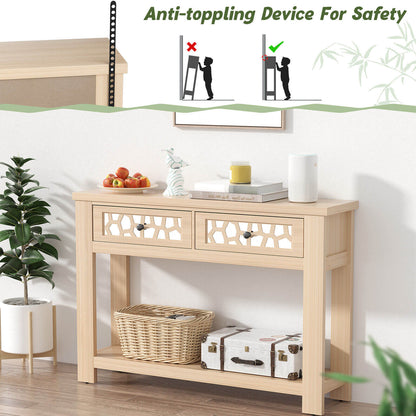 2-Tier Console Table with Drawers and Open Storage Shelf, Natural Console Tables at Gallery Canada