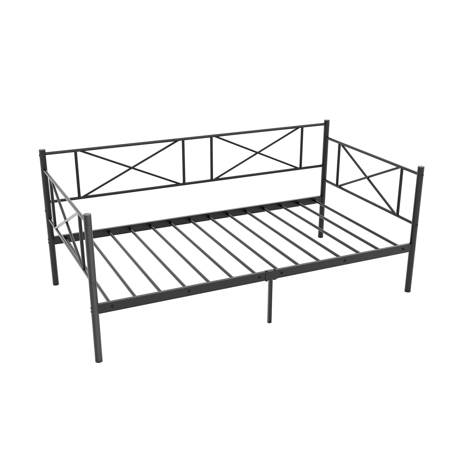 Twin Size Platform Bed, Heavy-Duty Metal Slat Support, Black Simple Bed Frame at Gallery Canada