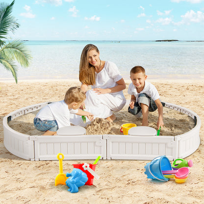 Kids Oval Sandbox, 6 Feet, Built-in Seat, Bottom Liner, White Sandboxes at Gallery Canada