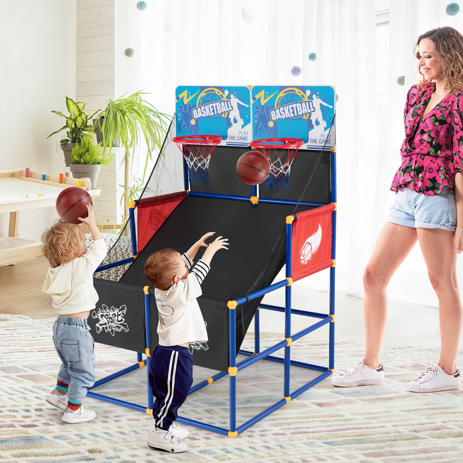 Kids Arcade Basketball Game Set, 4 Basketballs, Ball Pump, Multicolor Toy Sports at Gallery Canada